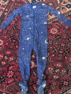 Hanna Anderson Navy Blue One-Piece Pajamas with Footies 2T